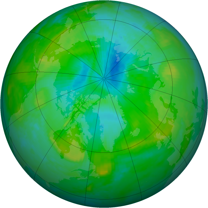 Arctic ozone map for 21 August 1998